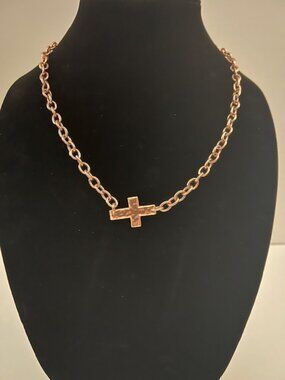 Katia Designs "Have Faith" Cross Gold Chain Choker Necklace (Retired New)
